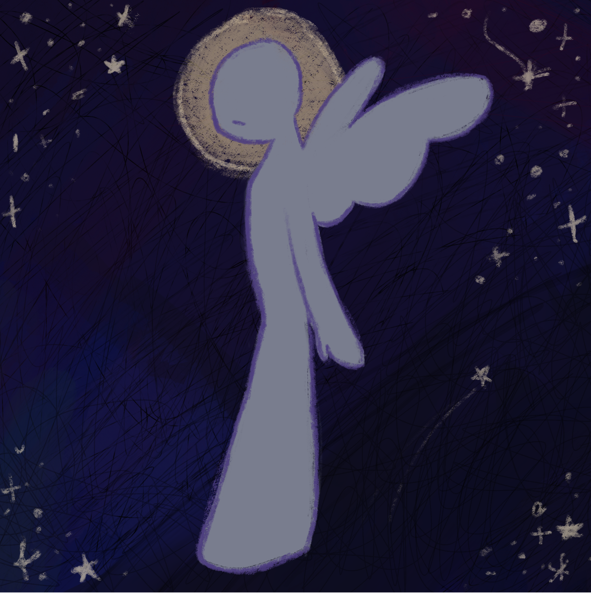 angel with night sky in background