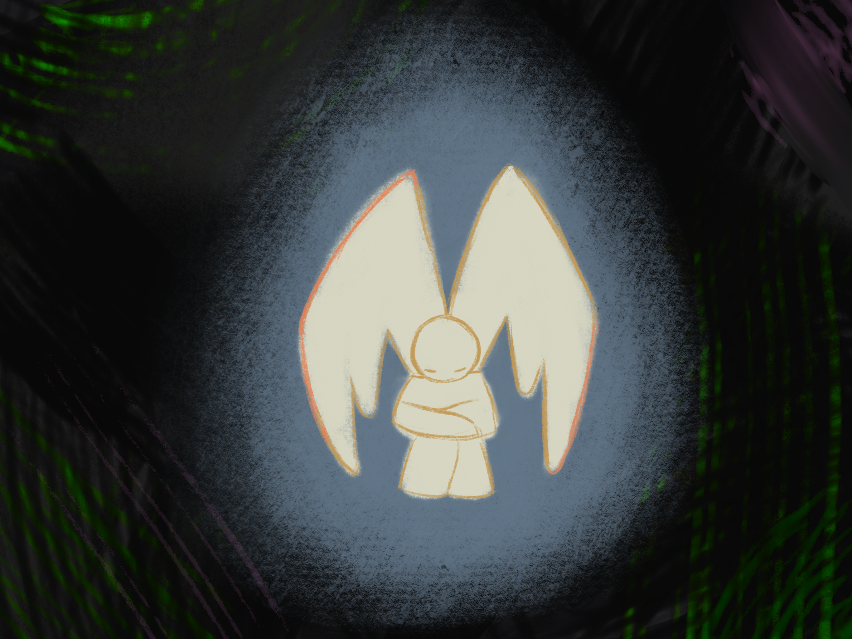 angel curled up in ball